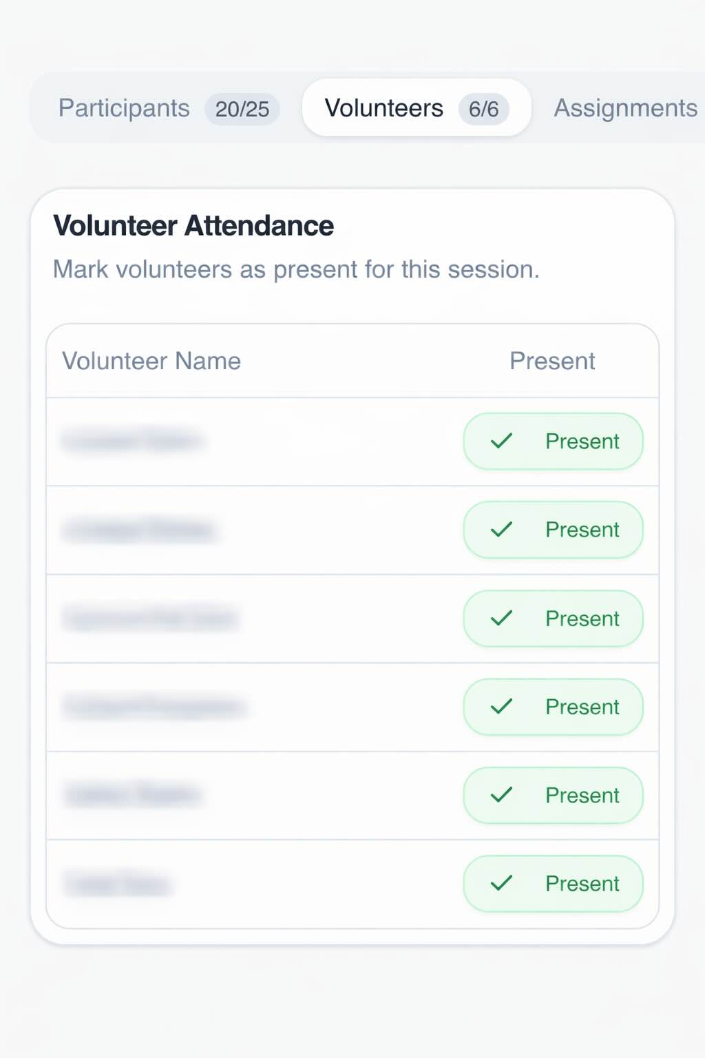 Check-in participants and volunteers seamlessly